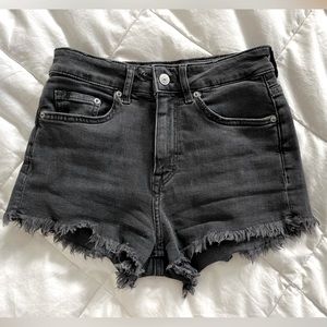 Black denim cut off shorts, size 2